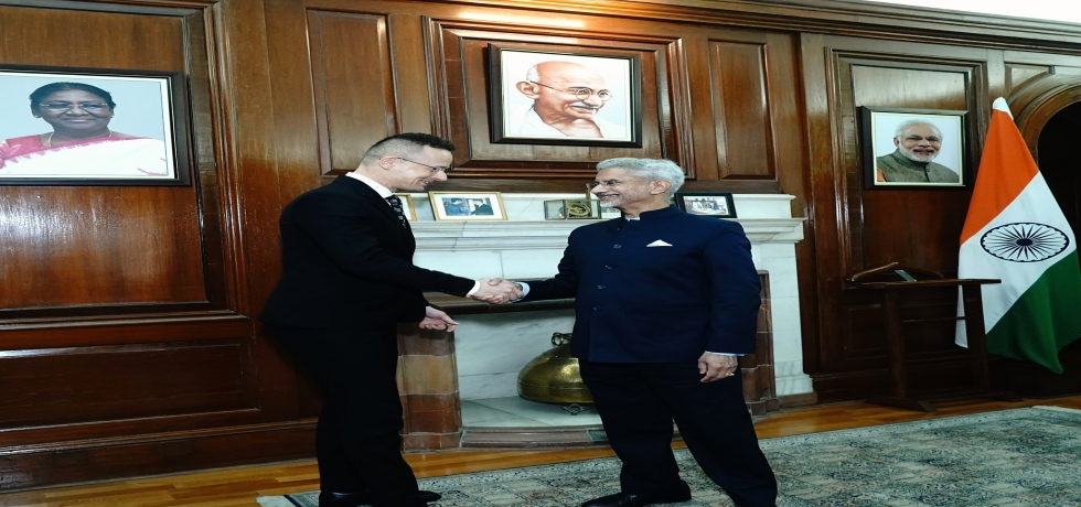 Meeting of Dr. S. Jaishankar with FM of Hungary Mr. Peter Szijjarto in CII-India Europe Business and Sustainability Conclave, New Delhi on 21st February, 2024